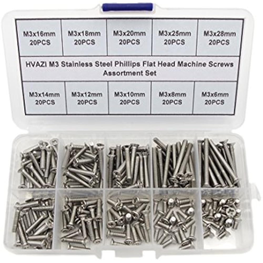 M3 Stainless Steel Phillips Flat Head Machine Screws Assortment Kit Home eBay