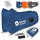 EcoTek Outdoors Premium Inflatable Air Hammock Version 2.0 Lounge with Upgraded Fabric, Elastic Pockets, Aluminum Alloy Stakes, and Carry Bag