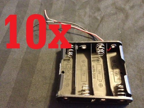 10 Plastic Battery Holder 4 Aa Wire Leads Cell 6v Case