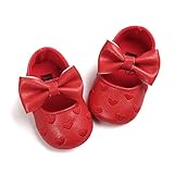 Royal Victory RVROVIC Baby Girls Shoes PU Soft Sole Bow Prewalker 0-18 Months (11cm (0-6months), Heart Red)