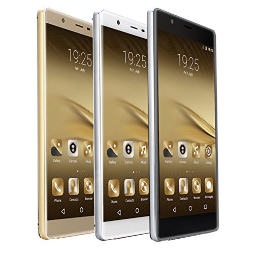 Smartphone libre 6.0 pulgadas GSM 3G Android 5.1 Quad Core Dual SIM 5.0 MP(Oro)