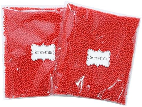 2-4mm(0.08-0.15 Inch)Mini Styrofoam Foam Balls Decorative Slime Ball DIY Wedding Party School Home Decoration 2packs(2X8000pcs) (red)