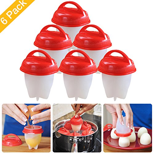 Egg Cooker Hard & Soft Maker AS SEEN ON TV, BPA Free, Non Stick Silicone (Red 6 PCS) - Thumbnail 7