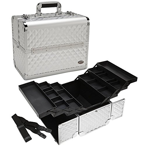 Seya Large Pro Makeup Artist Case (Silver Diamond & Trim) Beauty Store