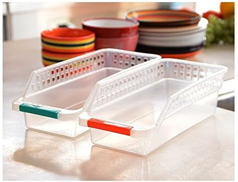 vmore Plastic 4Pcs Fridge Container Organizer Storage Box(Multicolour, 29.5x12.5x8.5cm)