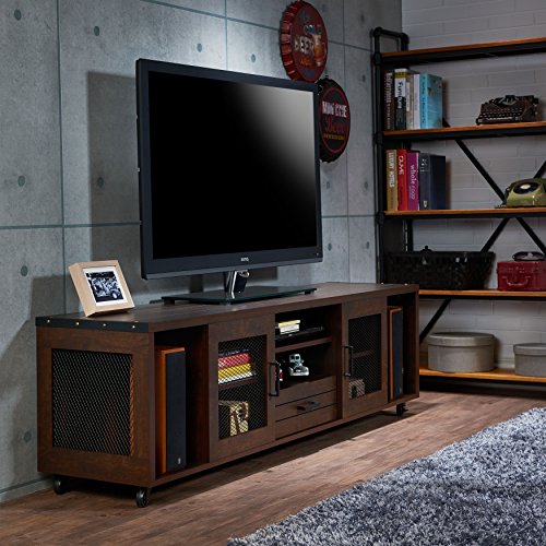 247SHOPATHOME HFW-1697C6-TV Emette Entertainment Center, One Size, Walnut