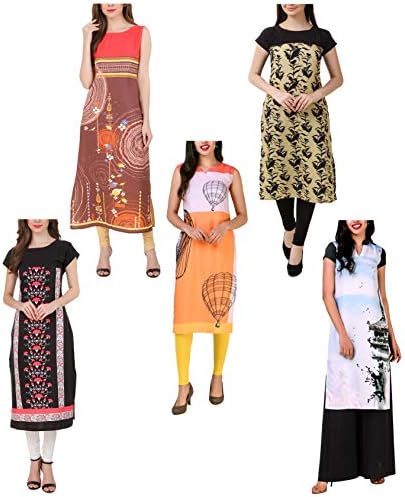 Mastani Kreation Women's Crepe Combo Set of 5 Kurti