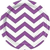 Purple Chevron Paper Cake Plates, 8ct