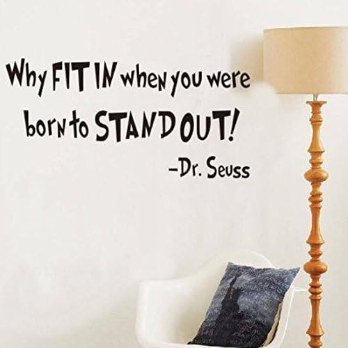 CuteCabbage Why Fit in When You were Born to Stand Out Dr Seuss Quote Wall Stickers Home Decor Decals DIY Art