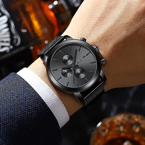 CRRJU Mens Stylish Casual Quartz Watches for Men Luxury Waterproof Calendar Chronograph Japan Movement Wristwatches