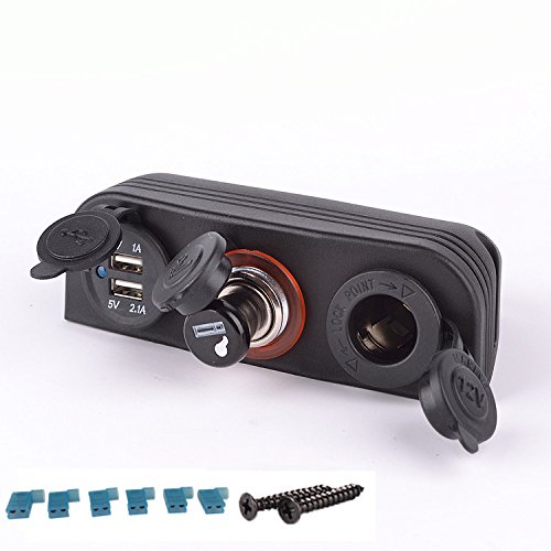 Iztoss 12-24V Two Marine Cigarette Lighter Splitter Power Adaptor Sockets and usb charger - Thumbnail 7