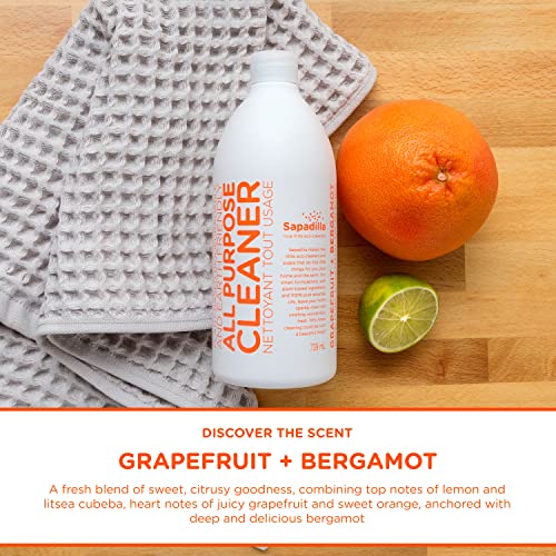Sapadilla All Purpose Cleaner Grapefruit + Bergamot Made with 100 Pure Essential Oil Blends