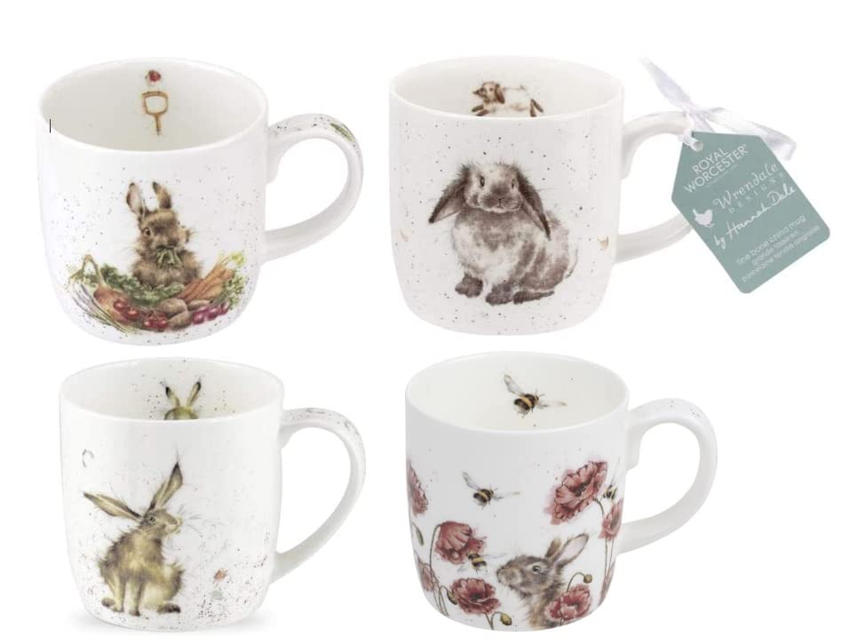 Wrendale Designs Royal Worcester Mug Collection Hares and Rabbits Set of 4