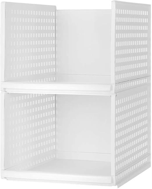 Zoomaian Wardrobe Storage Organiser Box, Plastic Stackable Detachable Storage Box Shelves Closet