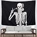 MARTINE MALL Rock and Roll Skull Tapestries, Funny Skull Human Skeleton Tapestry Wall Hanging for Room Decoration, Black and White Wall Art Tapestry (59.1