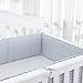 TILLYOU Baby Crib Bumper Pads for Standard Crib Slats Breathable Machine Washable Padded Crib Liner 100% Premium Woven Cotton 4-Piece Safe Bumper Guards Crib Padding, Gray Zigzag Chevron