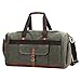 S-ZONE Vintage Canvas Geniune Leather Travel Tote Duffel Weekend Bag Shoes Pouch
