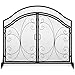 Best Choice Products Single Panel 43x37in Wrought Iron Mesh Fireplace Screen Gate, Fire Spark Guard Gate for Home w/Hinged Magnetic Doors, Decorative Scroll Accents, Black