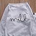 Baby Boy Girl 2pcs Set Outfit Milk Print Long Sleeve Top+Dot Pattern Long Pants (12-24months, Gray)