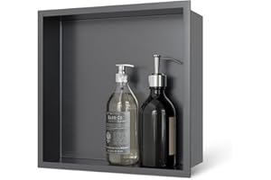 MERRANOX 12" X 12" Gunmetal Gray Shower Niche, Stainless Steel Wall Niche, Recessed Shower Niche for Bathroom, Storage, No Tile Needed, Anti-Fingerprint & Easy Installation