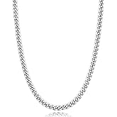 Momlovu 18K Gold Plated Chain Silver Tone Chains for Men Boys, 4mm/6mm Stainless Steel Cuban Link Chain for Men, Cool Men's Necklace Chains 18/20/22/24/26 Inches