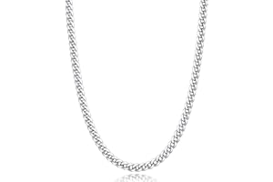 Momlovu Gifts for Men Boys 18K Gold Plated Chain Silver Tone Chain for Men Boys, 4mm/6mm Stainless Steel Cuban Link Chain, Cool Men's Necklace Chain 18/20/22/24/26 Inch, Durable Lobster Clasp