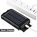 FLOUREON 10000mAh Solar Charger Power Bank Waterproof Portable External Battery Backup with Dual USB for Android iPad iPhone Cellphones, 2 LED Flashlight with Compass for Emergency(Black)