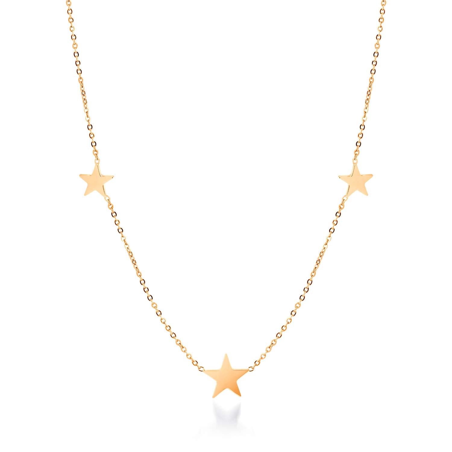 555Jewelry Stainless Steel Dainty Tri Star Necklace Pendant for Women & Ladies, Stainless Steel, No Gemstone