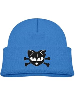 Kids Cool Skull Cat Cross Bones Pattern Casual Flexible Winter Knit Hats/Ski Cap/Beanie/Skully Hat Cap