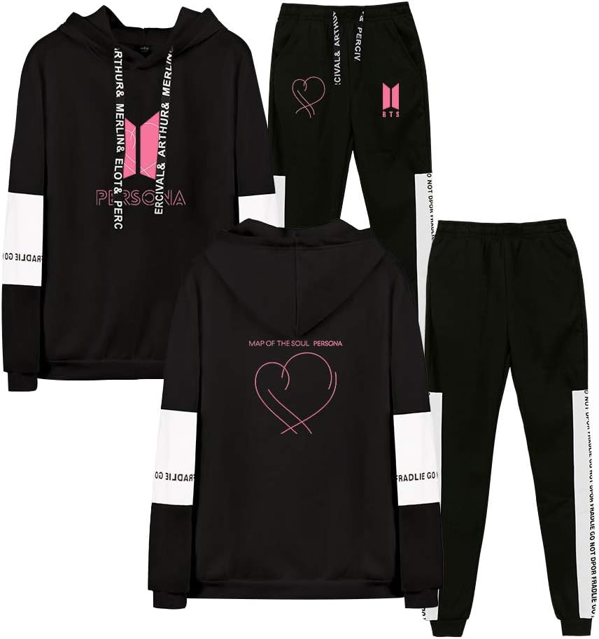 URMOSTIN Unisex Women Men Jogging Tracksuit BTS Bangtan Boys Map of The Soul Persona Casual Playsuits Sportswear Long Sleeve Pullover Hoodie Sweatshirt Sweatpants 2 Pieces Outfits Set
