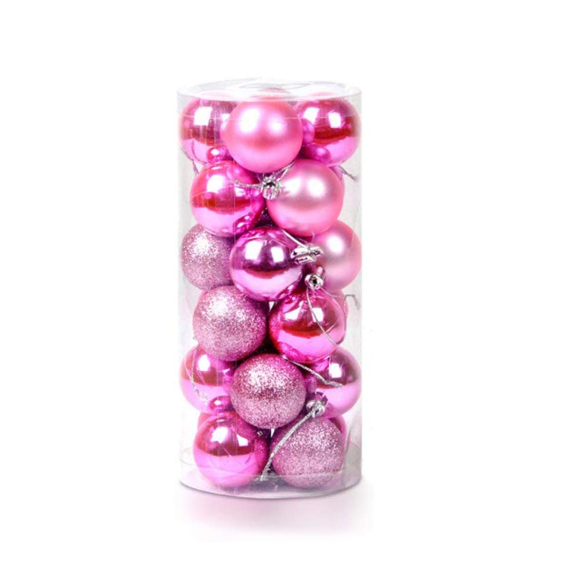 Ectkuee 24pcs Christmas Tree Baubles Red Balls Onaments Shatterproof Decorations by Art Beauty,Wedding Decoration (60mm-Pink) — image 1