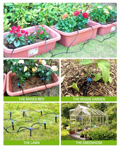 HIRALIY 98.4FT Drip Irrigation Kit, Garden Watering System, Blank Tubing DIY Automatic Irrigation Equipment Set for Outdoor Plants, Micro Drip Irrigation Kit for Greenhouse Flower, Bed Patio, Lawn