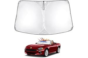 T TGBROS Windshield Sunshade for Fiat 124 Spider 2017-2021 Classica Lusso Abarth Convertible Window Sun Shade Foldable Sun Shield Sun Visor Protector Polyester Cover Block Heat and Sun