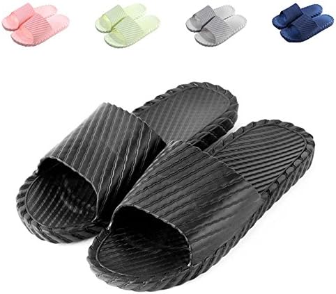 1994Fashion Women and Men Shower Bath Slipper Non-Slip Shower Shoes Lightweight House Home Slippers Slide Sandal 8810 Black 44