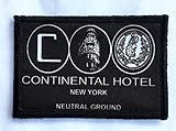 John Wick Continental Hotel Morale Funny Tactical Military Patch.Made in the USA Perfect for your rucksack, tactical pack bag, plate carrier, Molle Gear operator hat or cap! Hook and Loop. 2x3