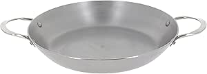 de Buyer - Mineral B Paella Pan - Nonstick Pan with Two Handles - Carbon and Stainless Steel - Oven Safe and Induction Ready - 15" X 10.25"