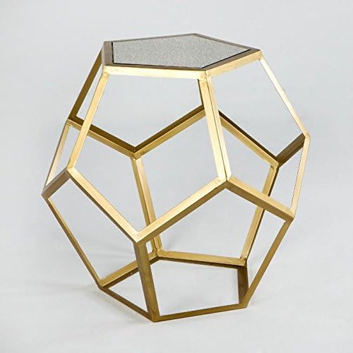 HABITMOBEL Side Table 64 Metal Antique Gold/Mirror – Exclusive
