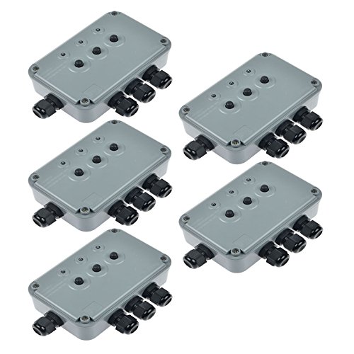 Nineleaf 5 Pack Waterproof Junction Box IP66 Rated Electrical Wall Socket Weatherproof Power Control Switch 15A Include Cable Gland -3 Gang for Outdoor Use
