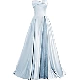 ZSWWYibo Strapless Princess Ball Gowns Pearl Satin Ball Gowns Evening Party Dresses
