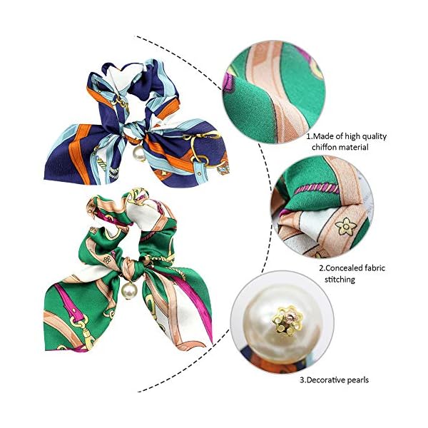 Pañuelo para el Cabello,COTEY 8 Piezas Banda Pelo de Flor de Gasa Universal Portátil Multipatrón Saten Scrunchies de… | DeHippies.com