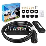 WATERWICH Heavy Duty 7 Way Trailer Plug Cord with 7 Gang Junction Box 6 Feet Harness Inline Copper Blade Wire Connector Weatherproof for RV Tow Truck Commercial Vehicle (6 Feet with Junction Box)