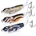 VTAVTA Topwater Bass Fishing Lures Ploppers Fish Lures Rat Lures for Bass Hard Swimbait Fishing Gear Kits Floating Pencil Popper Rotating Tail Pack of 3