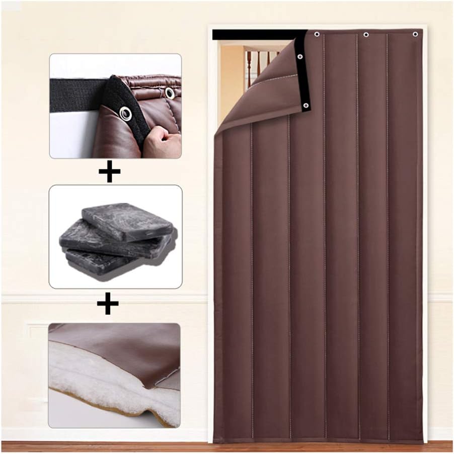Curtain Warm Winter Thicken Cotton Door, Velcro, Thermal Insulated Door Household Soundproof Warm Waterproof Windproof Air Conditioner Partition with Heavy Duty,Size Optional