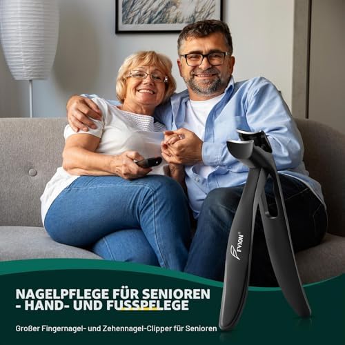Nagelknipser groß mit Gebogenem Kopf, Fußnagelknipser für Senioren dicke Nägel mit Nagelfänger, Zehennagelknipser Präzisions für Männer und Frauen (Schwarz)