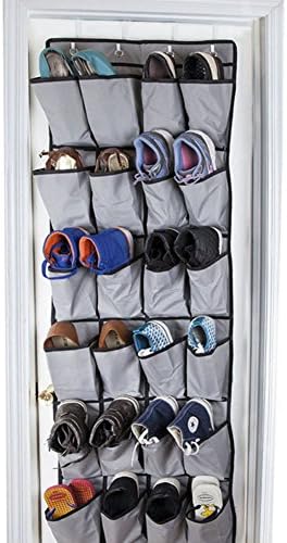 Gisssy Studio 24 Pockets Over The Door Shoe Organizer,Hanging Shoe Holder For Maximizing Shoe Storage,With 4 Reversible Metal Over The Door Hooks