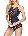 Pehie Womens One Piece High Neck Padded Bikini Monokini Back Lace Up Halter Swimsuits