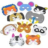 Adorox 12 Assorted Foam Animal Masks for Birthday Party Favors Dress-Up Costume
