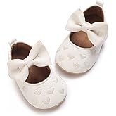 LAFEGEN Baby Girls Mary Jane Flats with Bownot Non Slip Soft Sole PU Leather Newborn Infant Toddler First Walker Cirb Dress Shoes
