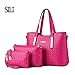 Women Pu Leather Weave Handbag Purse Bag Set 3 Pieces Tote Bag Set Shoulder Bags Big Capacity SILI