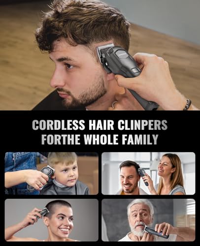 Jack&Rose Clippers and Trimmers Set, Cordless Hair Clippers, Beard trimmer for Men Hair Cutting Kit, Rechargeable Electric Hair Clippers, IPX7 Waterproof Hair Trimmer with Travel Bag (Black)